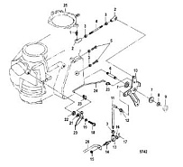 Дроссельная тяга 2-х тактного ПЛМ MERCURY Jet 25 Серийный номер от 0N088578 и выше